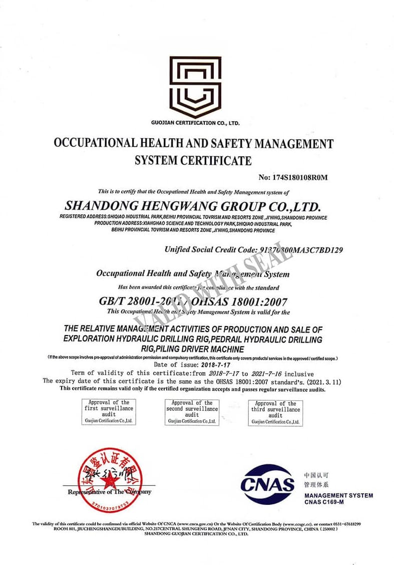 Occupational Health and Safety Management System Certificate